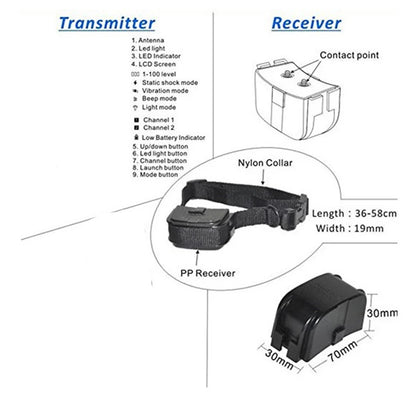 300M Remote Electronic Dog Training Collar With LCD Display Rechargeable Waterproof 100Levels Vibration Shock Stop Barking 998DR
