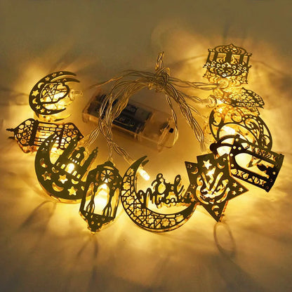 Moon Star Led String Lights EID Mubarak Ramadan Kareem Decoration for Home Islam Muslim Event Party Supplies Eid Al-Fitr Decor
