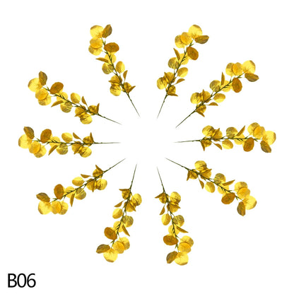 5 Golden Home Garden Fake Leaves Decor Silk Artificial Plant Tropical Palm Tree Leaves Wedding Event Party Decorations Supplies