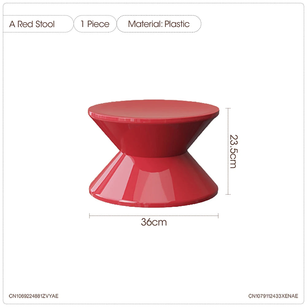 Round Small Coffee Table Plastic Footstool Living Room Sofa Side Tables Shoe Changing Stool Bedroom Small Nightstands Furniture