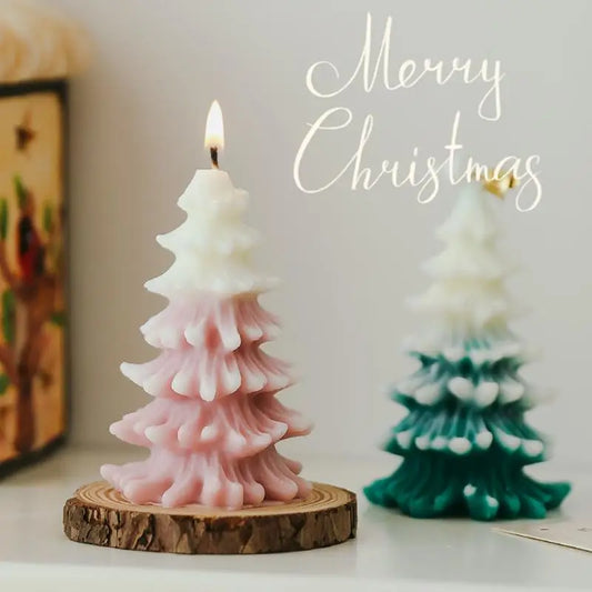 2025 Year Merry Christmas Candle Cute Xmas Tree Shaped Aromatherapy Scented Candle Desk Ornament for New Year Navidad Home Decor