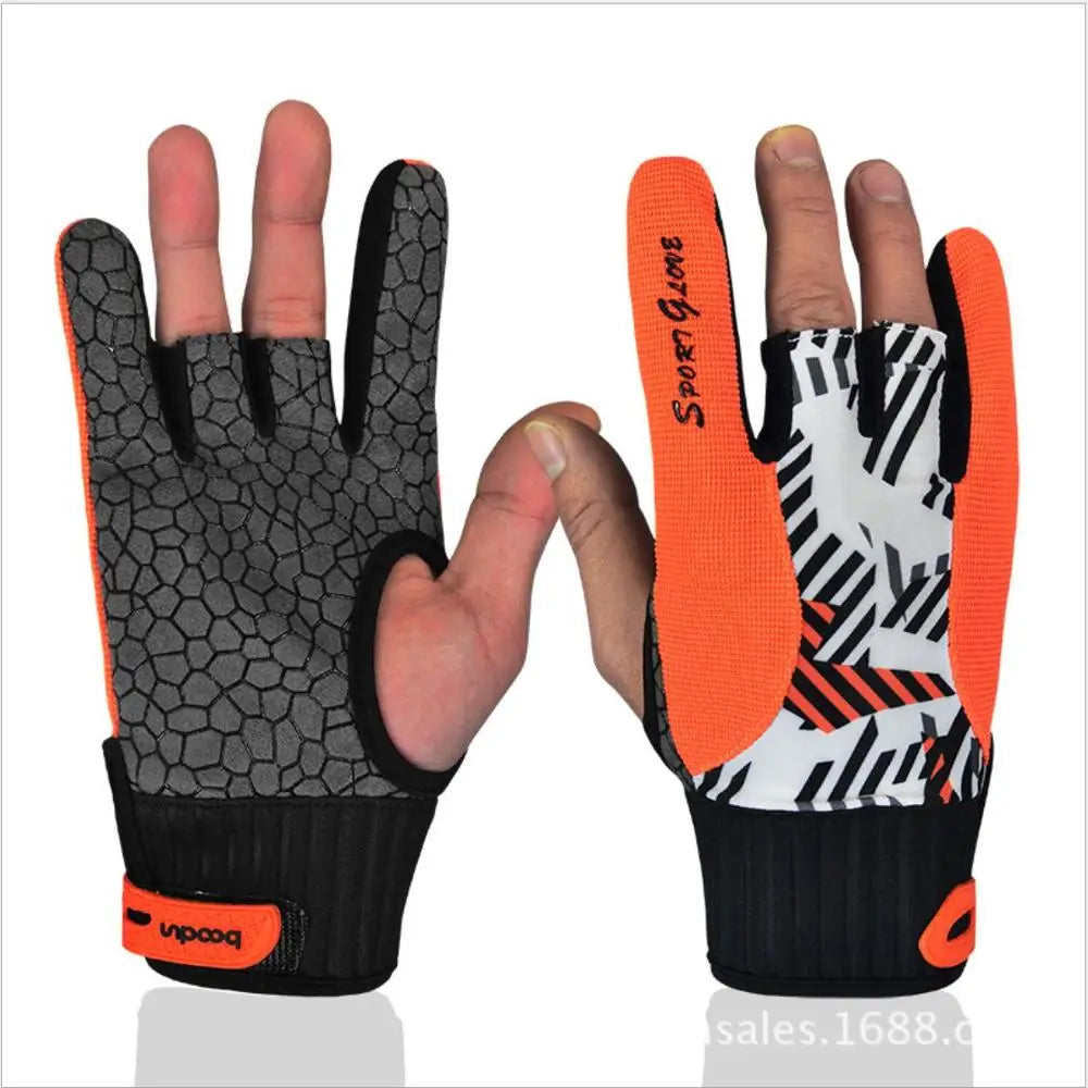 BOODUN Professional Anti-Skid  Bowling Gloves Comfortable Bowling Accessories Semi-Finger Instruments Sports Gloves for Bowling