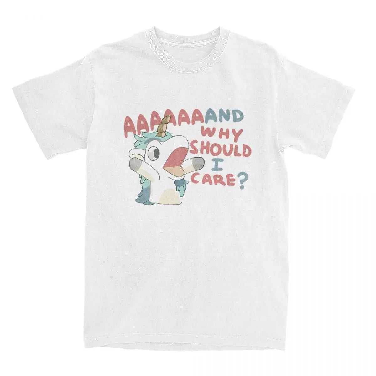 Men Women's T Shirt Why Should I Care Unicorse T-Shirts Harajuku Hot Anime Blueyed Beach Tees Y2K Basic Pattern 100 Cotton Tees