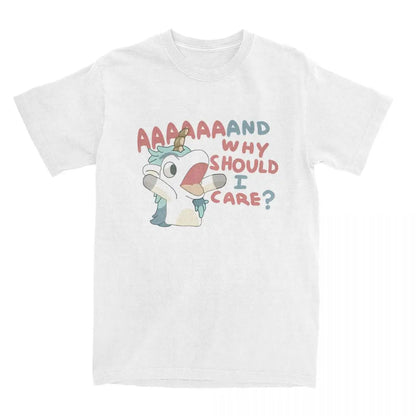 Men Women's T Shirt Why Should I Care Unicorse T-Shirts Harajuku Hot Anime Blueyed Beach Tees Y2K Basic Pattern 100 Cotton Tees