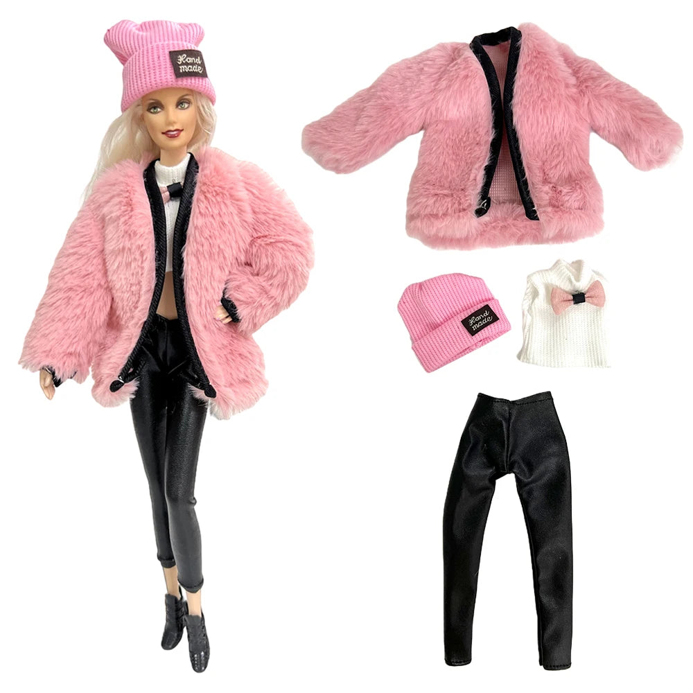 1 Pcs Fashion Hoodie Dress  for Barbie Doll Clothes Winter Jacket  Parka Coat Outfit for 1/6 BJD Doll Accessories JJ