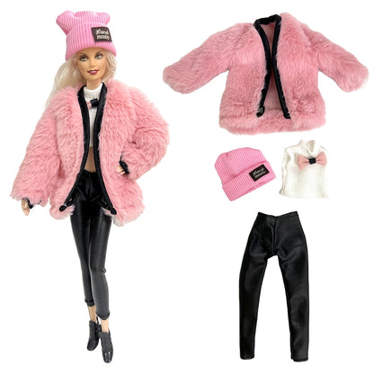 1 Pcs Fashion Hoodie Dress  for Barbie Doll Clothes Winter Jacket  Parka Coat Outfit for 1/6 BJD Doll Accessories JJ
