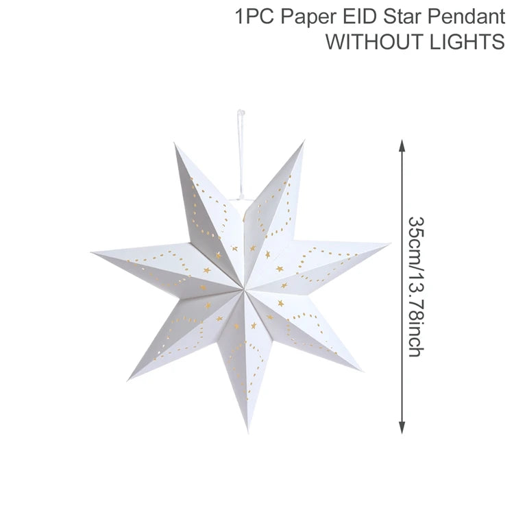 Eid Mubarak Hollow Out Star Hanging Pendant Christmas Ramadan Decor for Home Islam Muslim Party Mubarak Eid Al Adha Kareem