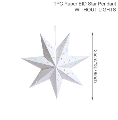 Eid Mubarak Hollow Out Star Hanging Pendant Christmas Ramadan Decor for Home Islam Muslim Party Mubarak Eid Al Adha Kareem