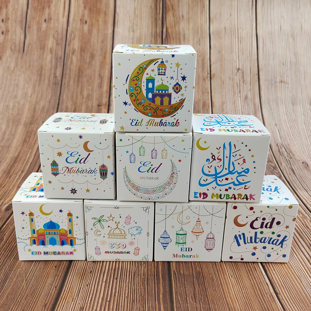 5Pcs Eid Mubarak Gift Box Ramadan Candy Cookie Boxes for Kids Ramadan Packaging Eid Gift Packing Box Ramadan Decoration 2024