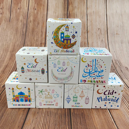 5Pcs Eid Mubarak Gift Box Ramadan Candy Cookie Boxes for Kids Ramadan Packaging Eid Gift Packing Box Ramadan Decoration 2024