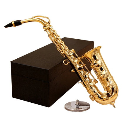 Copper Miniature Saxophone With Base Miniature Dollhouse Model Mini Alto Saxophone Tenor Saxophone Home Decoration