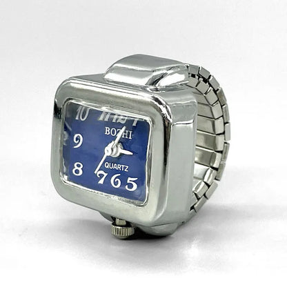 Steel Fun Vintage Punk Quartz Finger Pocket Watch Ring for Women Men Goth Clock Rings Digital Watch Elastic Stretchy Rings Gifts