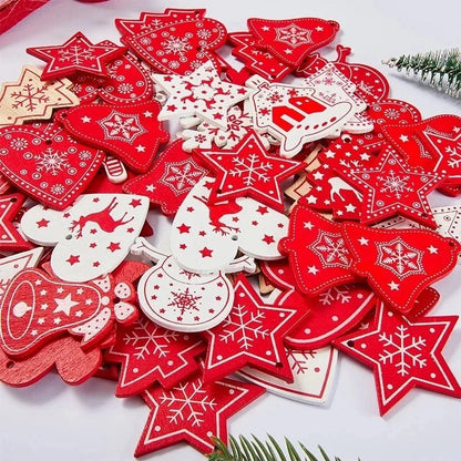 12pcs/Set Wooden Christmas Tree Toys Christmas Ornaments Christmas Decoration Party Home Wedding New Year 2022 Noel Navidad