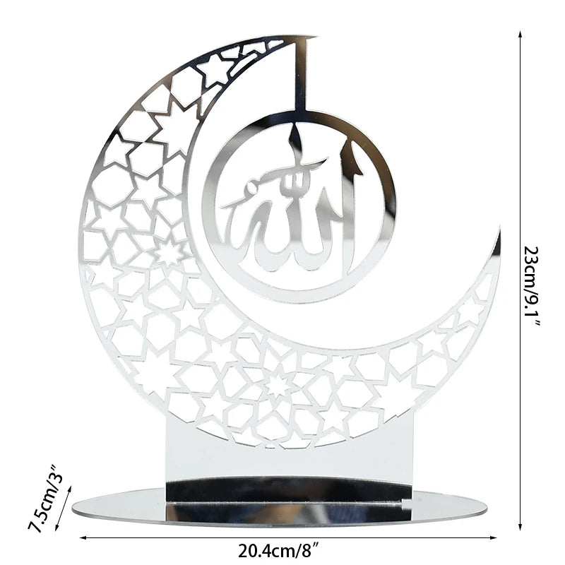Hollow Out Ramadan Moon Acrylic Table Ornament Eid Mubarak DIY Decoration for Home Kareem Eid Gift Islamic Muslim Party Supplies