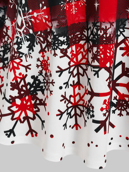 2024 New Womens Christmas Party Dress Plaid Snowflake Print Sleeveless Dress Sweetheart Neck Xmas Dresses Vestidos
