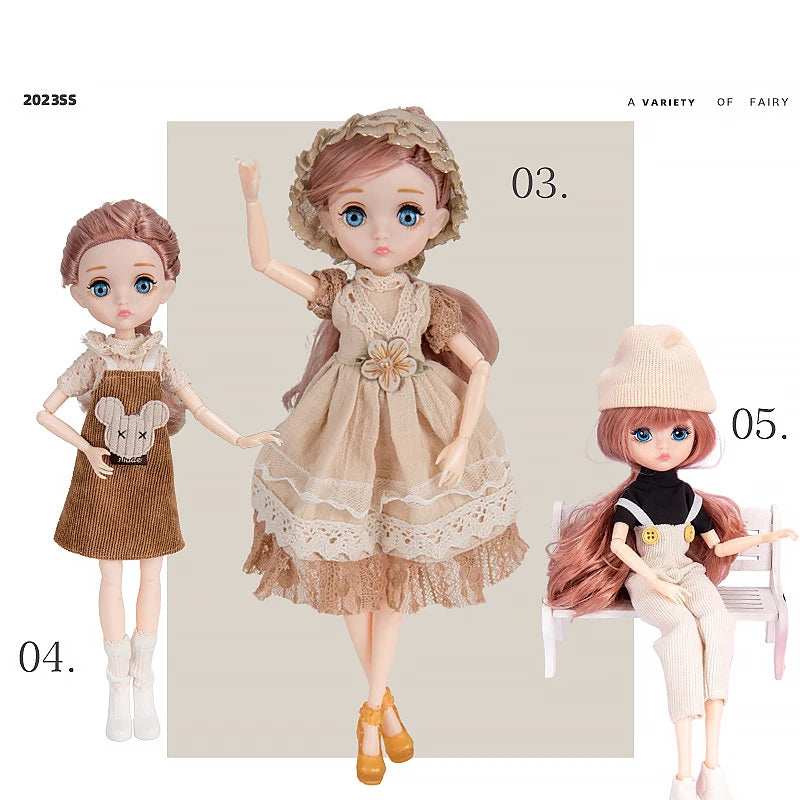 Slim 26cm Bjd Doll for Girl Purple Hair Big Eyes Fashion Princess Clothes Suit Accessories Decoration Eyelash Solid Doll Gift