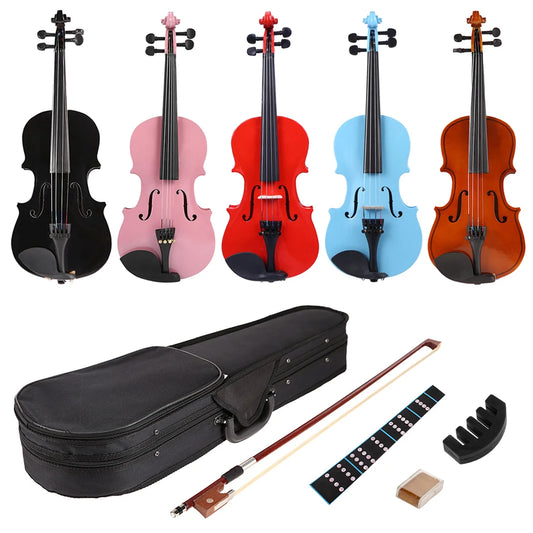 1/8 Splint Bright Acoustic Violin Fiddle With Rosin Box Case Bow Muffler Kits Beginner Matte Violin Musical Instruments