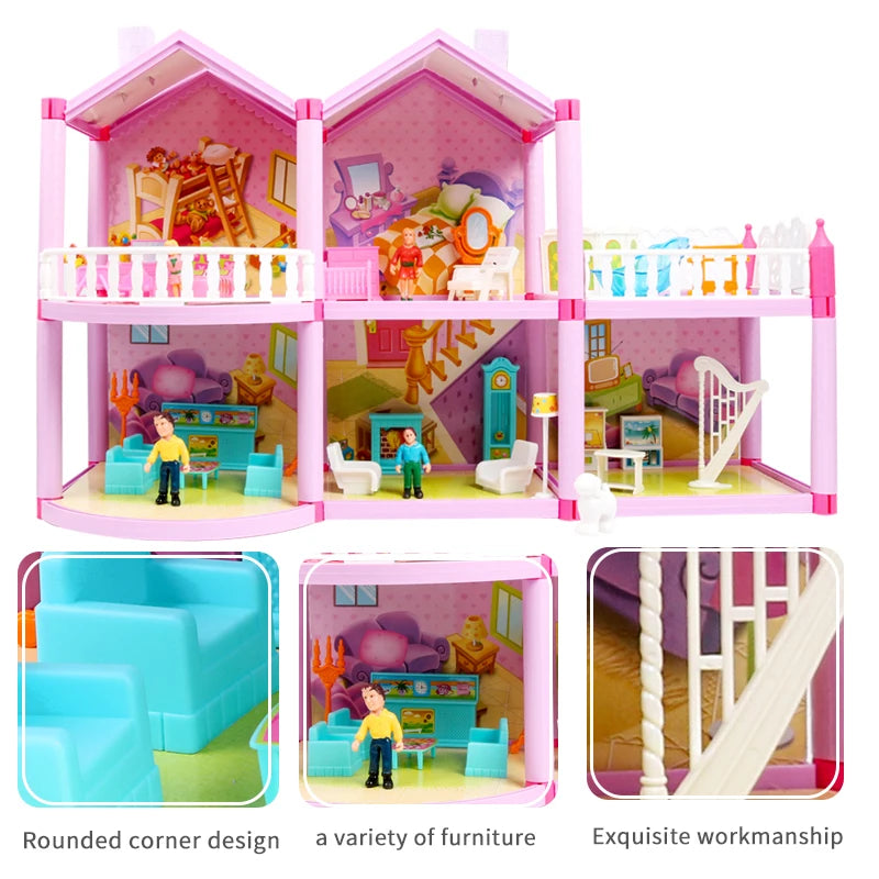 New DIY Family Doll House Dolls Accessories Toy With Miniature Furniture Garage DIY Doll House Casa Toys for Girls Birthday Gift