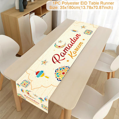 EID Mubarak Table Runner Ramadan Decorations 2024 for Home Tablecloth Ramadan Kareem Eid Al Adha Islamic Muslim Party Decoration