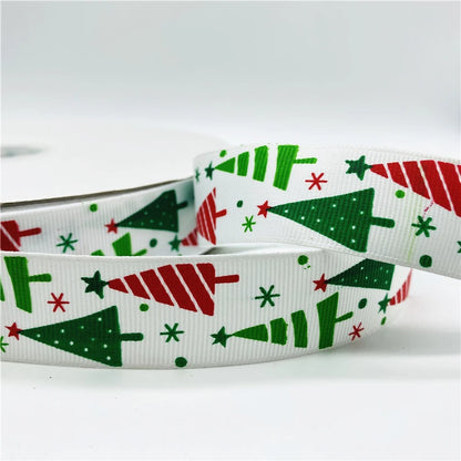 5yards/Lot 25mm Christmas Decor Grosgrain Ribbon Printed Christmas Ribbon for Handmade Design Christmas Decoration Sewing Fabric