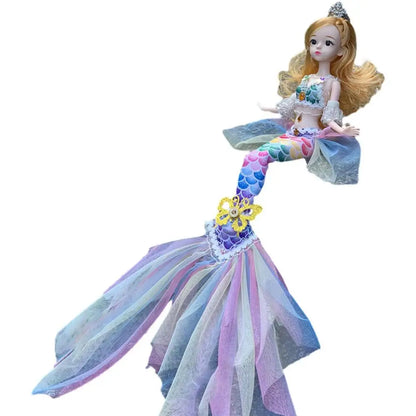 17.7 Inch Exquisite Princess Mermaid Doll Fashion Mermaid BJD Doll With Rainbow Clothes Girls Favor Xmas Birthday Gift Toys