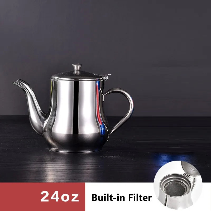 Stainless Steel Teapot With Filter Kitchen Oil Filter Pot Liquid Seasoning Container Coffee Holder Tea Kettle Kitchen Cooking