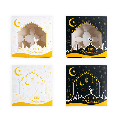 2PCS Eid Mubarak Candy Boxes Open Window Cookie Packaging Gift Boxes Muslim Islamic Festival Party Decor Ramadan Kareem Supplies