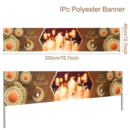Eid Mubarak Outdoor Banner Flag Ramadan Decoration for Home 2024 Islamic Muslim Party Decor Gifts Ramadan Kareem Eid Al-Adha