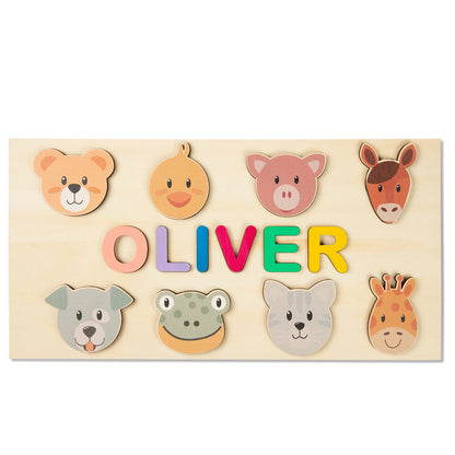 Personalized Name Puzzle Wooden Toys Kids Name Toddlers Educational Wooden Puzzle Early Learning Christmas Gifts for Baby Shower