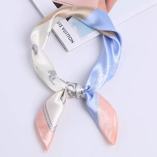 60*60cm Square Scarf Hair Tie Band Women Elegant Small Vintage Skinny Scarf Retro Head Neck Silk Scarf, Square Scarves  FJ023