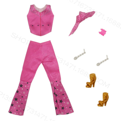 Fashion Clothing for Barbie Ken Dolls Clothes Movie Dress Up Denim Pants Set 1/6 Princess Skirts Bjd Toys for Girls Accessories