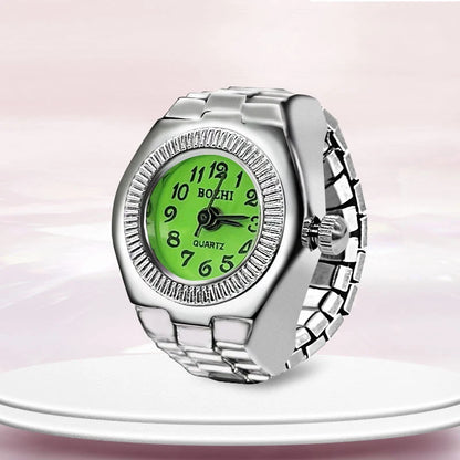 Steel Fun Vintage Punk Quartz Finger Pocket Watch Ring for Women Men Goth Clock Rings Digital Watch Elastic Stretchy Rings Gifts