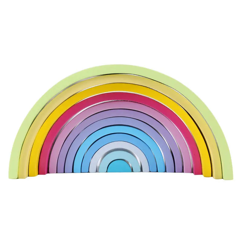Children's Montessori Wooden Building Blocks Early Education Educational Toys Tree Flame House Stone Rainbow Blocks Wooden Toys