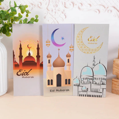 6Pcs Eid Mubarak Envelopes Money Gift Card Holder Ramadan Mubarak Decoration 2023 Islamic Muslim Eid Al-Fitr Invitation Supplies