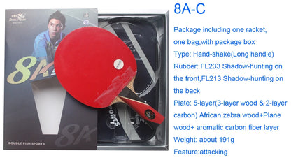 Original Double Fish 7A+C Table Tennis Rackets 8A+C 8 STARS Finished Product Table Tennis Racquet