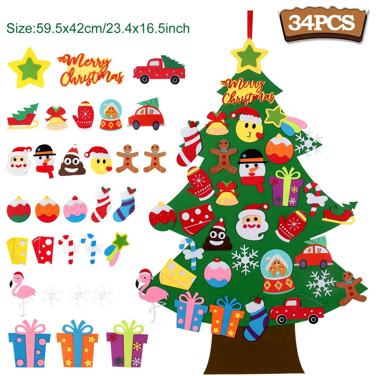 Kids DIY Felt Christmas Tree Merry Christmas Decorations for Home 2023 Christmas Ornaments Navidad 2024 New Year Gifts Xmas Tree