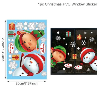 Christmas Wall Window Stickers Marry Christmas Decoration for Home 2024 Christmas Ornaments Xmas Navidad Gift New Year 2025