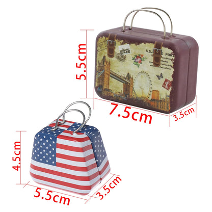 Metal Mini Suitcase Miniature Trunk Cartoon Pattern Box Dollhouse Decoration Jewellery Box Doll Handbag Doll Accessories