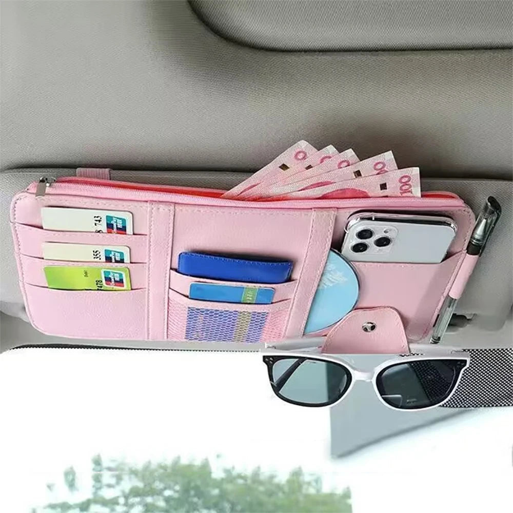 Car Sun Visor Bill Pen Business Card Holder CD DVD Organizer Storage Box Sunglasses Clip Stowing Tidying Car Accessories ﻿
