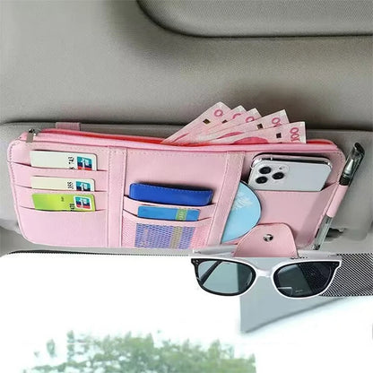 Car Sun Visor Bill Pen Business Card Holder CD DVD Organizer Storage Box Sunglasses Clip Stowing Tidying Car Accessories ﻿
