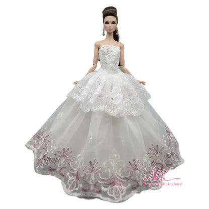 NK 1 Pcs 30CM Princess Wedding Dress Noble Party Gown for Barbie Doll Accessories Fashion Clothes Gift for Girl' 1/6 Doll Toy JJ