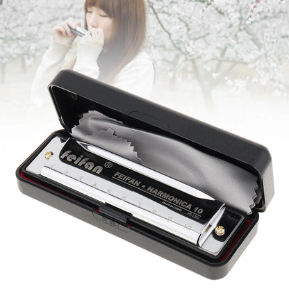 10 Holes 20 ToneC Harmonica Diatonic Blues Harp Mouth Organ Musical Instrument Stainless Steel for Beginner