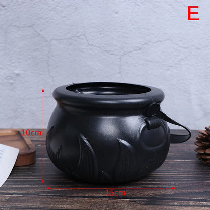 Halloween Candy Pot Halloween Cauldron Novelty Halloween Bucket Ornament Skull Witch Toy