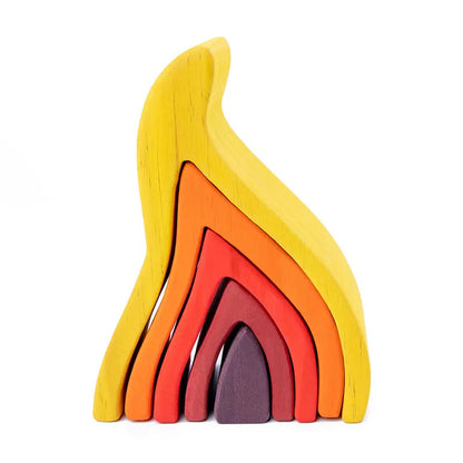 Children's Montessori Wooden Building Blocks Early Education Educational Toys Tree Flame House Stone Rainbow Blocks Wooden Toys