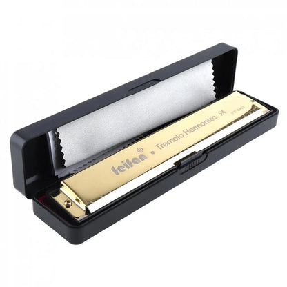 10 Hole 24 Hole Harmonica 8K Titanium Tremolo Tone Key C Harmonica Harp Mouth Organ Musical Instruments With Case