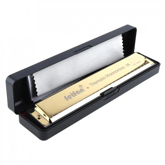 10 Hole 24 Hole Harmonica 8K Titanium Tremolo Tone Key C Harmonica Harp Mouth Organ Musical Instruments With Case