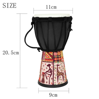 4 in African Drum Djembe Drum Professional Hand Drum Handmade Traditional Art Patterns African Musical Instrument for Children