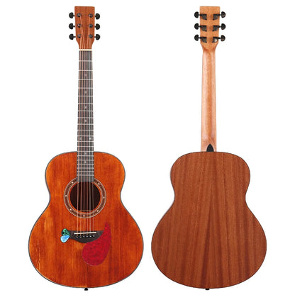 Travel Guitar 36 Inch Acoustic Guitar 6 String Mini Guitars Brown and Natural Color Folk Guitar Full Sapele