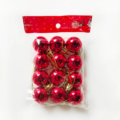 12Pcs Mini Christmas Balls Christmas Tree Hanging Ornament Plastic Red Green Gold Ball Pendant Christmas Decoration 2024 Navidad