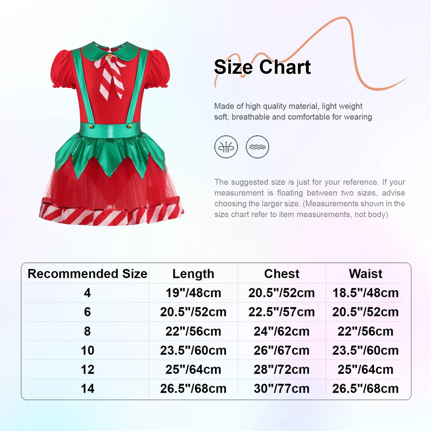 Kids Girls Christmas Elf Dance Costume Puff Sleeve Stripes Tutu Dress Ballet Skating Leotard for Xmas Festival Carnival Party
